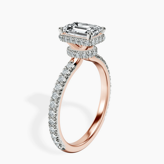 10kt Rose Gold Cleopatra Halo Lab Diamond Ring standing product image one