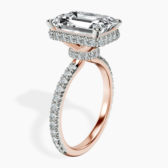10kt Rose Gold Cleopatra Halo Lab Diamond Ring standing product image one