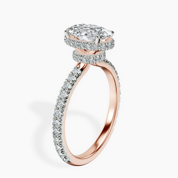 10kt Rose Gold Cleopatra Halo Lab Diamond Ring standing product image one