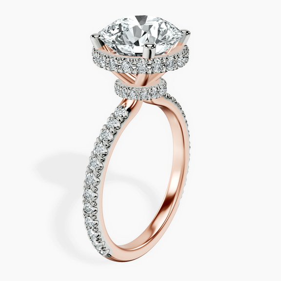 10kt Rose Gold Cleopatra Halo Lab Diamond Ring standing product image one
