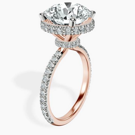 18kt Rose Gold Cleopatra Halo Lab Diamond Ring standing product image one