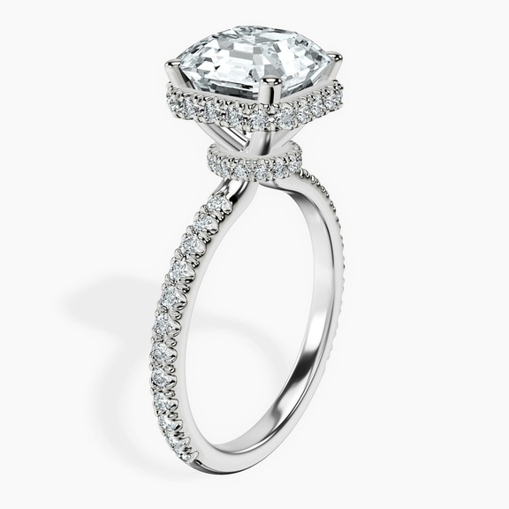 14kt White Gold Cleopatra Halo Lab Diamond Ring standing product image one