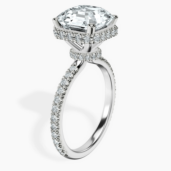14kt White Gold Cleopatra Halo Lab Diamond Ring standing product image one