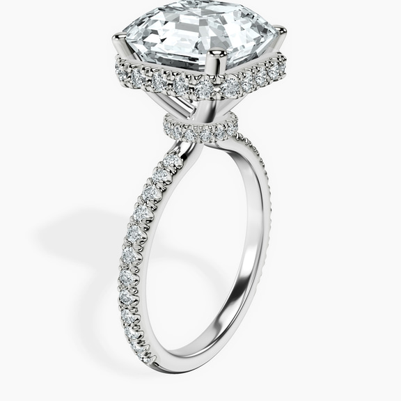 14kt White Gold Cleopatra Halo Lab Diamond Ring standing product image one