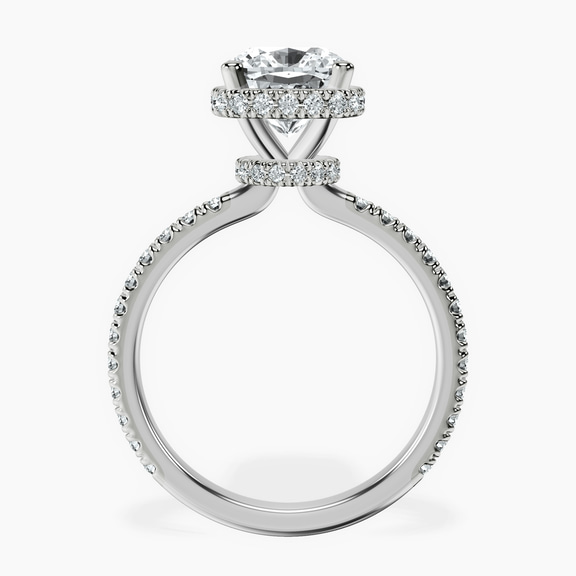 14kt White Gold Cleopatra Halo Lab Diamond Ring side right image one