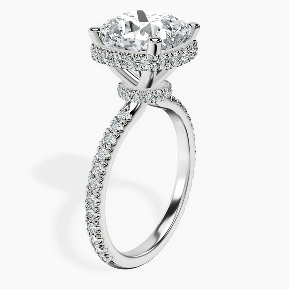14kt White Gold Cleopatra Halo Lab Diamond Ring standing product image one