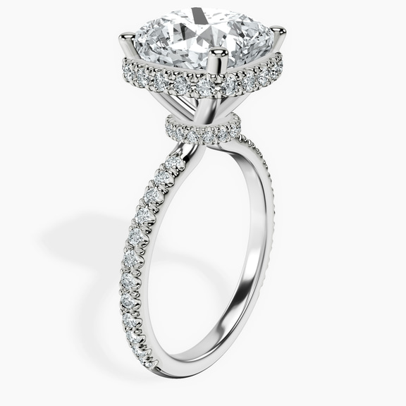 14kt White Gold Cleopatra Halo Lab Diamond Ring standing product image one