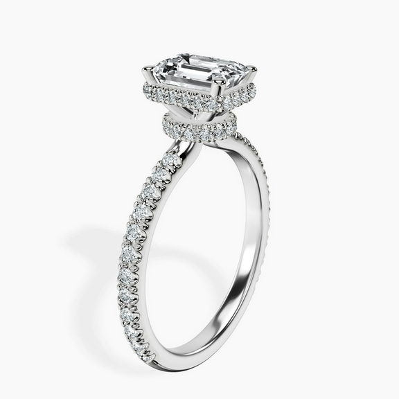 10kt White Gold Cleopatra Halo Lab Diamond Ring standing product image one