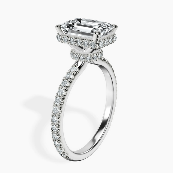 14kt White Gold Cleopatra Halo Lab Diamond Ring standing product image one