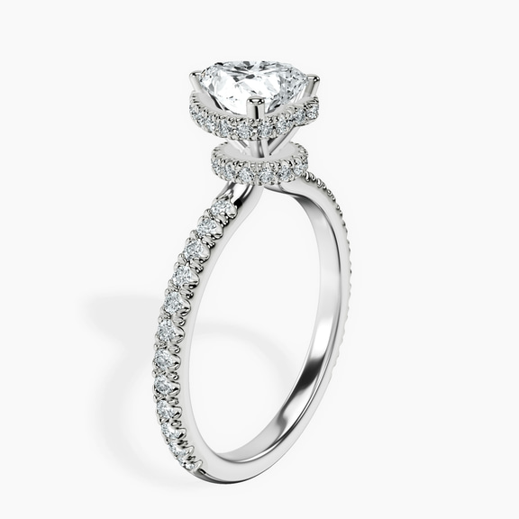 14kt White Gold Cleopatra Halo Lab Diamond Ring standing product image one