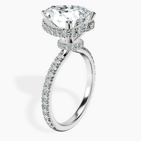 14kt White Gold Cleopatra Halo Lab Diamond Ring standing product image one