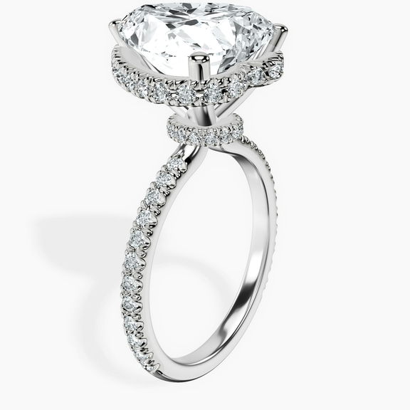 14kt White Gold Cleopatra Halo Lab Diamond Ring standing product image one