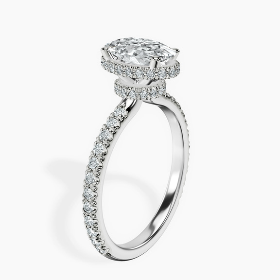 14kt White Gold Cleopatra Halo Lab Diamond Ring standing product image one