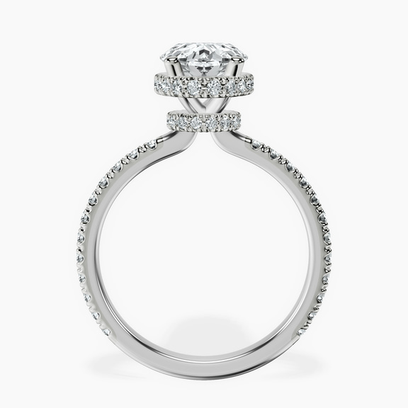 14kt White Gold Cleopatra Halo Lab Diamond Ring side right image one
