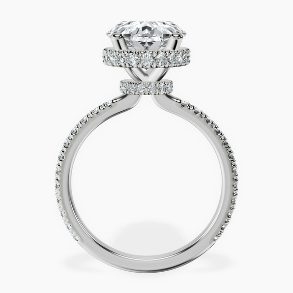 14kt White Gold Cleopatra Halo Lab Diamond Ring side right image one