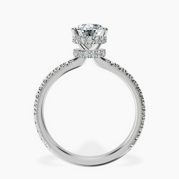 14kt White Gold Cleopatra Halo Lab Diamond Ring side right image one