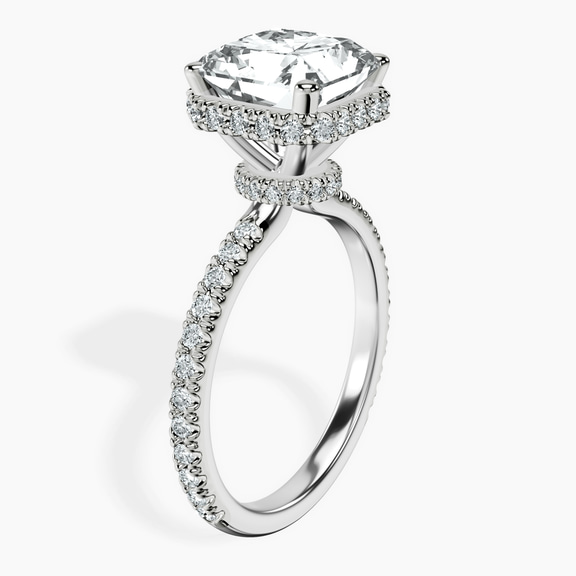 14kt White Gold Cleopatra Halo Lab Diamond Ring standing product image one