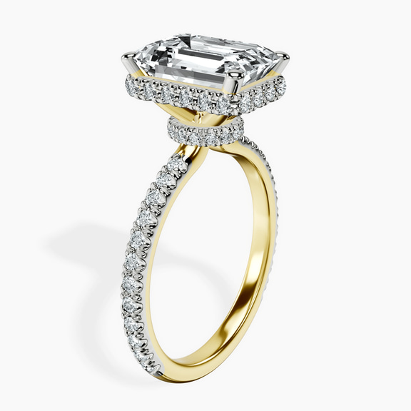 10kt Yellow Gold Cleopatra Halo Lab Diamond Ring standing product image one