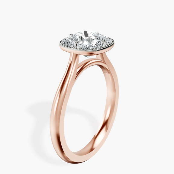 18kt Rose Gold Harriet Halo 2mm Lab Diamond Ring standing product image one