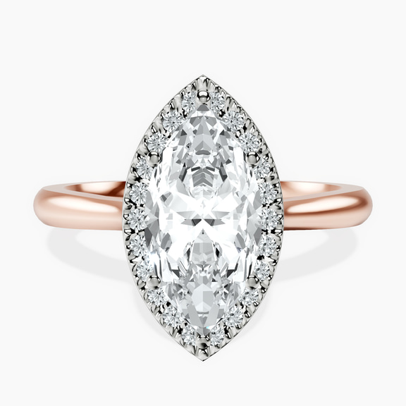 14ct Rose Gold Harriet Halo 2mm Lab Diamond Ring front image