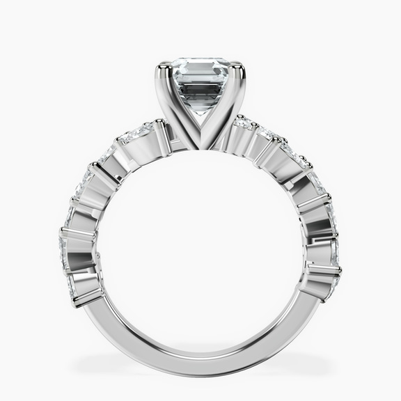 14kt White Gold Hester Petite Side Stone Lab Diamond Ring side right image one