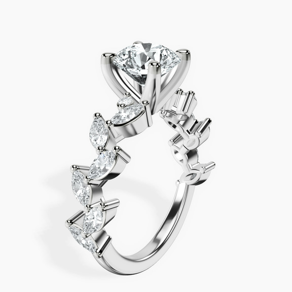 14kt White Gold Hester Petite Side Stone Lab Diamond Ring standing product image one