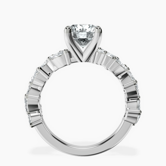 14kt White Gold Hester Petite Side Stone Lab Diamond Ring side right image one
