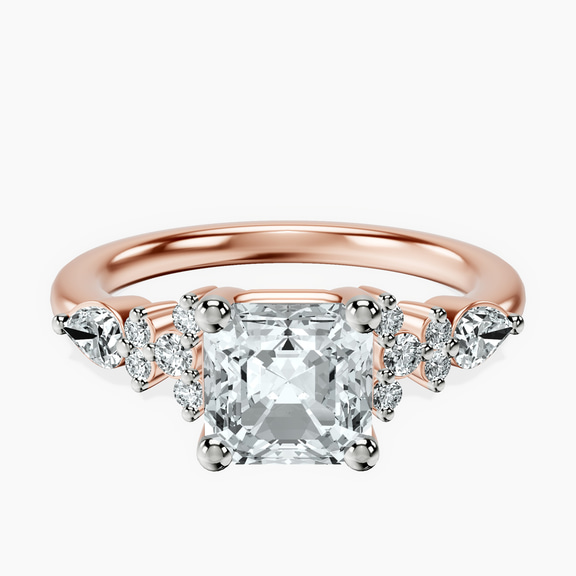 14kt Rose Gold Josephine Four Prong Side Stone Lab Diamond Ring front image
