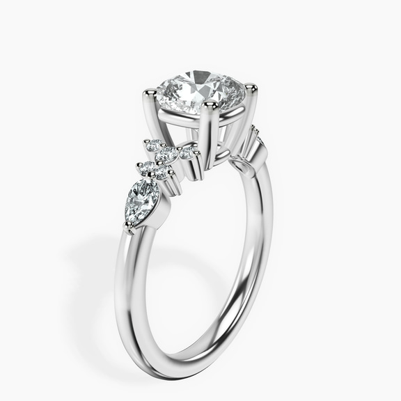 Platinum Josephine Four Prong Side Stone Lab Diamond Ring standing product image one