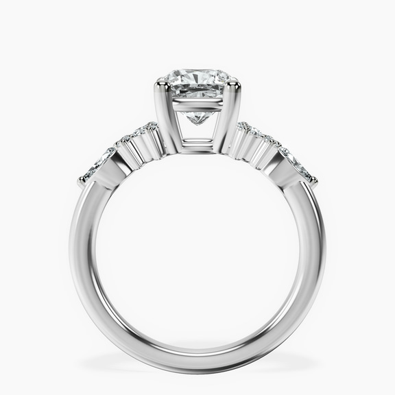 Platinum Josephine Four Prong Side Stone Lab Diamond Ring side right image one