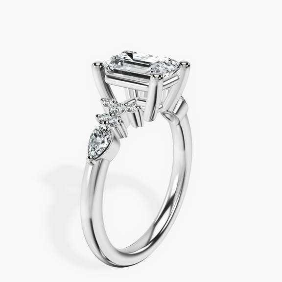 Platinum Josephine Four Prong Side Stone Lab Diamond Ring standing product image one