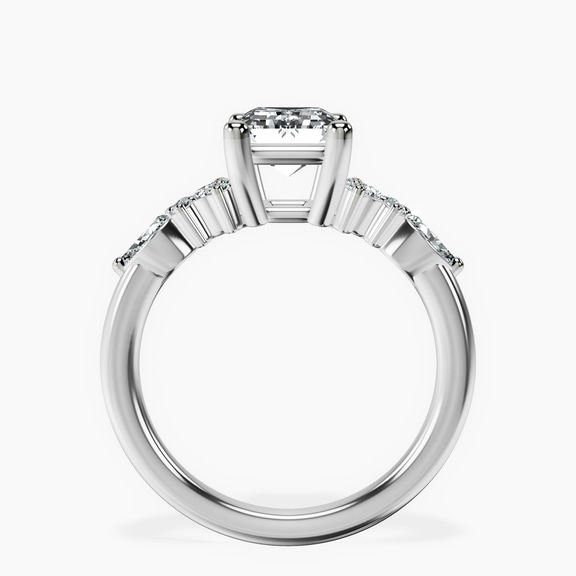 Platinum Josephine Four Prong Side Stone Lab Diamond Ring side right image one