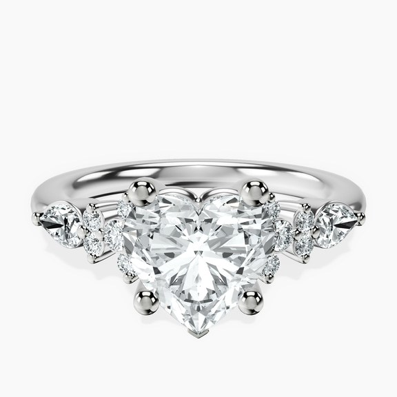 Platinum Josephine Four Prong Side Stone Lab Diamond Ring front image