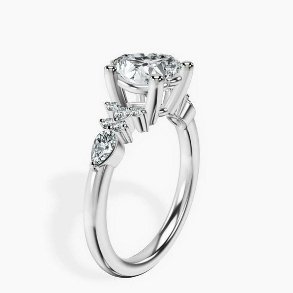 Platinum Josephine Four Prong Side Stone Lab Diamond Ring standing product image one