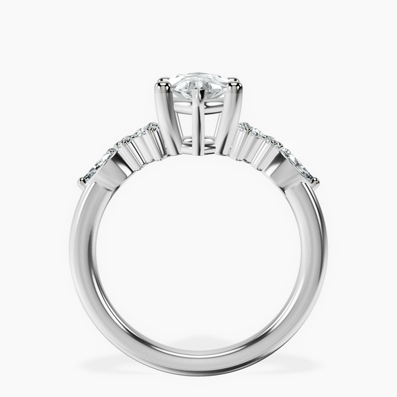 Platinum Josephine Four Prong Side Stone Lab Diamond Ring side right image one