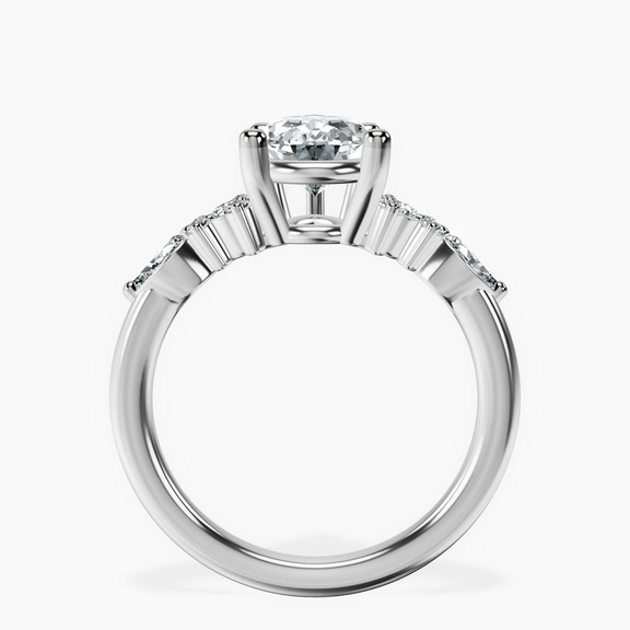Platinum Josephine Four Prong Side Stone Lab Diamond Ring side right image one