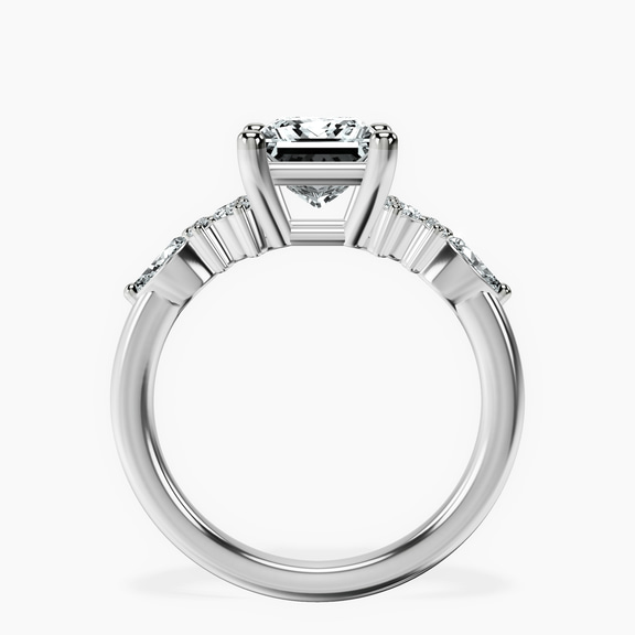 Platinum Josephine Four Prong Side Stone Lab Diamond Ring side right image one