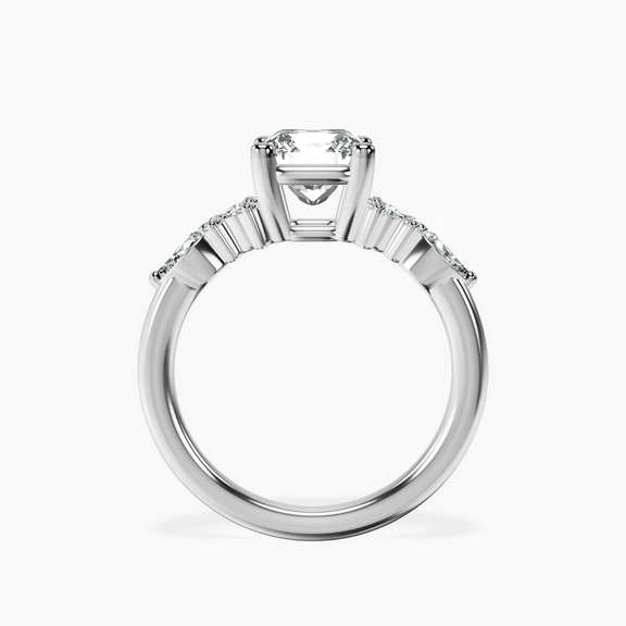 Platinum Josephine Four Prong Side Stone Lab Diamond Ring side right image one