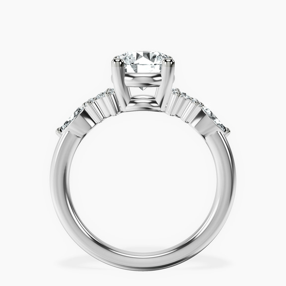 Platinum Josephine Four Prong Side Stone Lab Diamond Ring side right image one