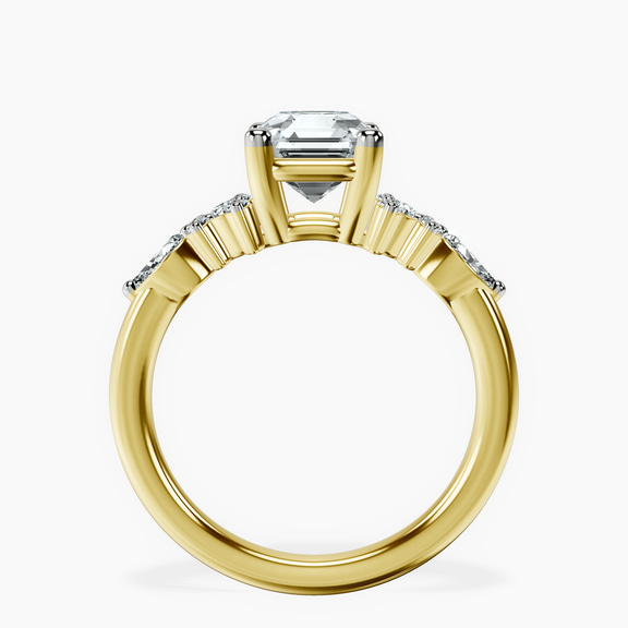 18kt Yellow Gold Josephine Four Prong Side Stone Lab Diamond Ring side right image one