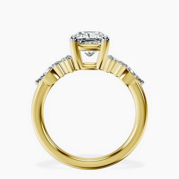14kt Yellow Gold Josephine Four Prong Side Stone Lab Diamond Ring side right image one