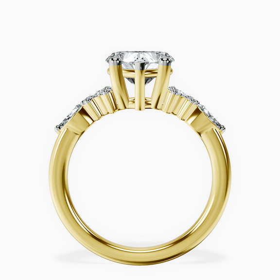 14kt Yellow Gold Josephine Four Prong Side Stone Lab Diamond Ring side right image one