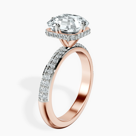 14kt Rose Gold Eloa Secret Halo Lab Diamond Ring standing product image one