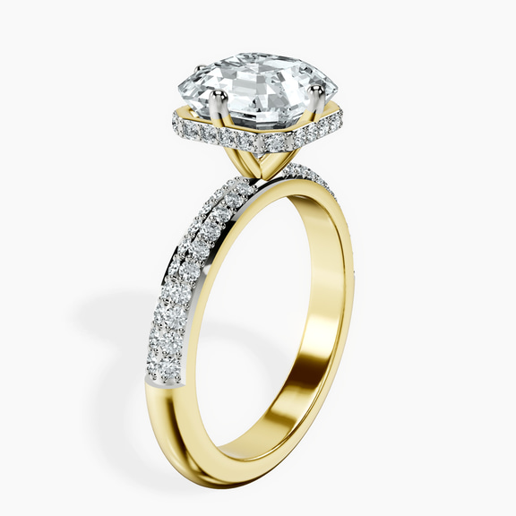14kt Yellow Gold Eloa Secret Halo Lab Diamond Ring standing product image one