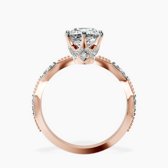 18kt Rose Gold Theodora Six Prong Side Stone Lab Diamond Ring side right image one