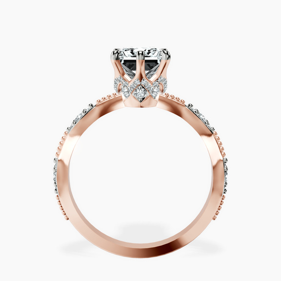 18kt Rose Gold Theodora Six Prong Side Stone Lab Diamond Ring side right image one