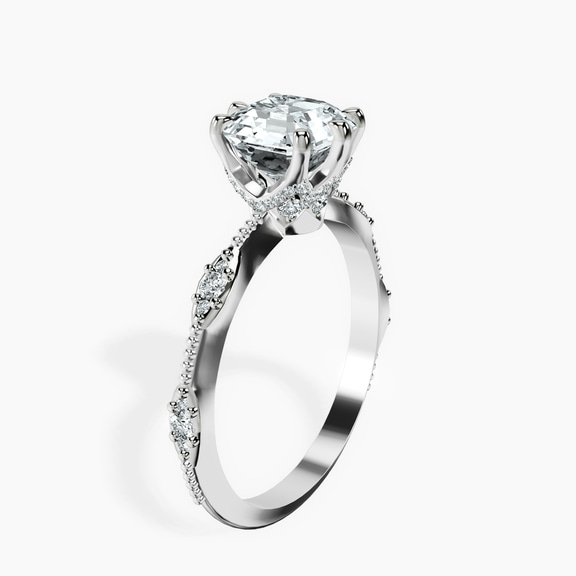 Platinum Theodora Six Prong Side Stone Lab Diamond Ring standing product image one