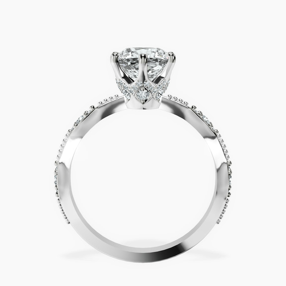 18kt White Gold Theodora Six Prong Side Stone Lab Diamond Ring side right image one