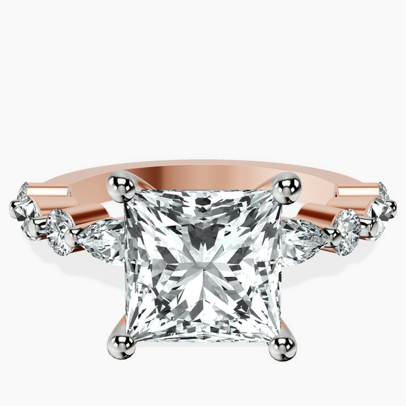 14kt Rose Gold Pamela Eternity Side Stone Lab Diamond Ring front image