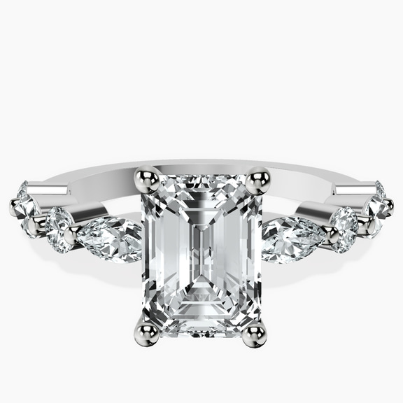 10kt White Gold Pamela Eternity Side Stone Lab Diamond Ring front image
